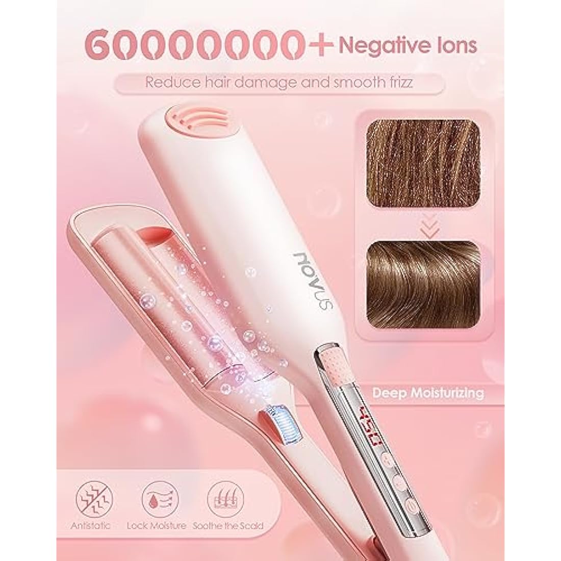 Wave Curling Iron Anti-Scald Hair Waver, 2 Barrel Ionic Wavy Hair Crimper for Women, 1.1in/28MM Rapid Heating Curling Wand, Curling Iron Culer with Wide Deep Waves