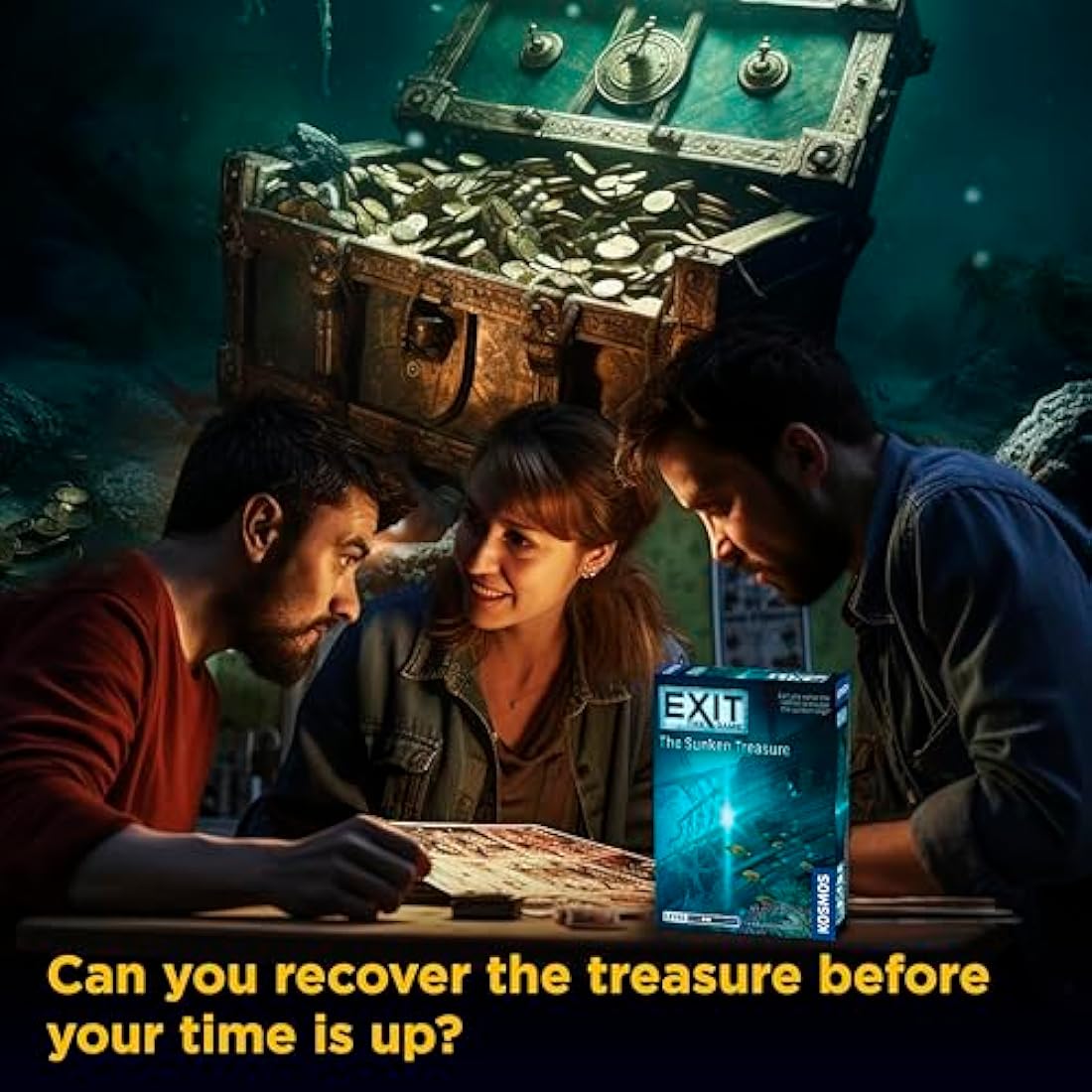 Thames & Kosmos - EXIT: The Sunken Treasure - Level: 2/5 - Unique Escape Room Game - 1-4 Players - Puzzle Solving Strategy Board Games for Adults & Kids, Ages 12+ - 694050
