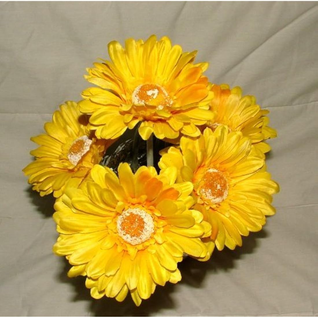 Artificial Single Stem Gerbera with Big Bloom - very dramatic - home garden (12 Pack, Yellow)