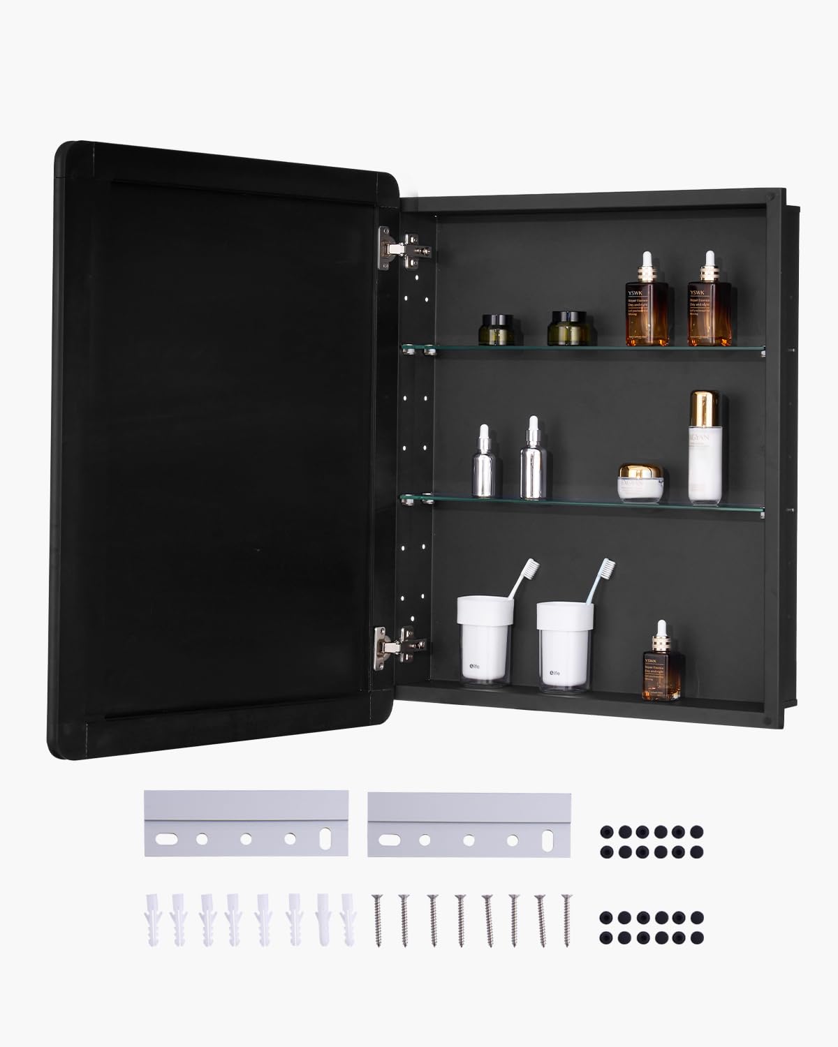 VEVOR Medicine Cabinet, 24 x 30 inch, Medicine Cabinet for Bathroom with Mirror, Aluminum Frame Bathroom Wall Cabinet, 2-layer Adjustable Shelves,