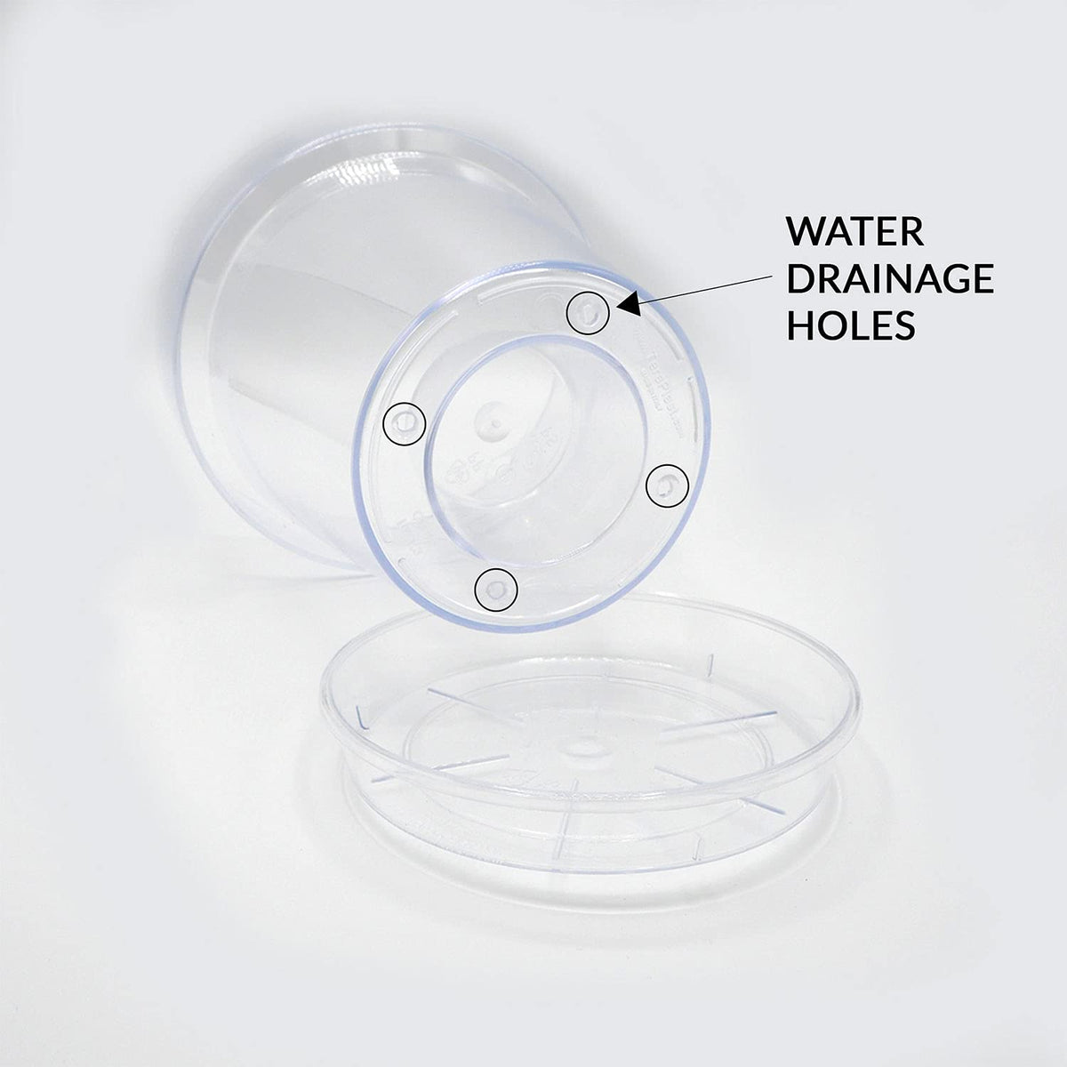 Kalapanta Clear Plastic Orchid Pot with Drainage Holes and Saucer (5, 14 cm Diameter)