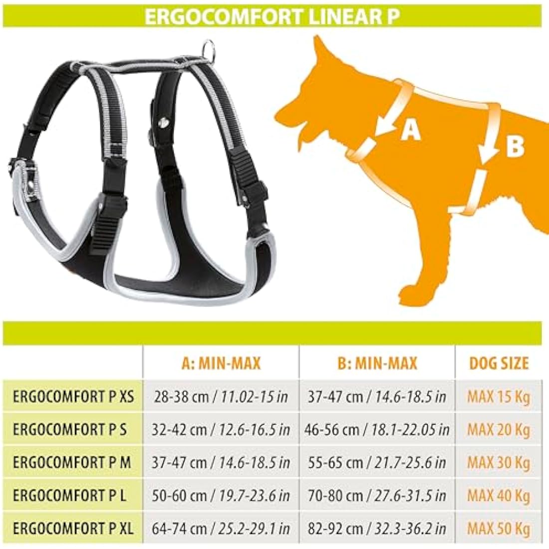 Ferplast Large Size Dog Harness ERGOCOMFORT LARGE, Adjustable Dog Harness, Comfortable, Padded, Double Micro-adjustment Closure, Quick Release, Blue