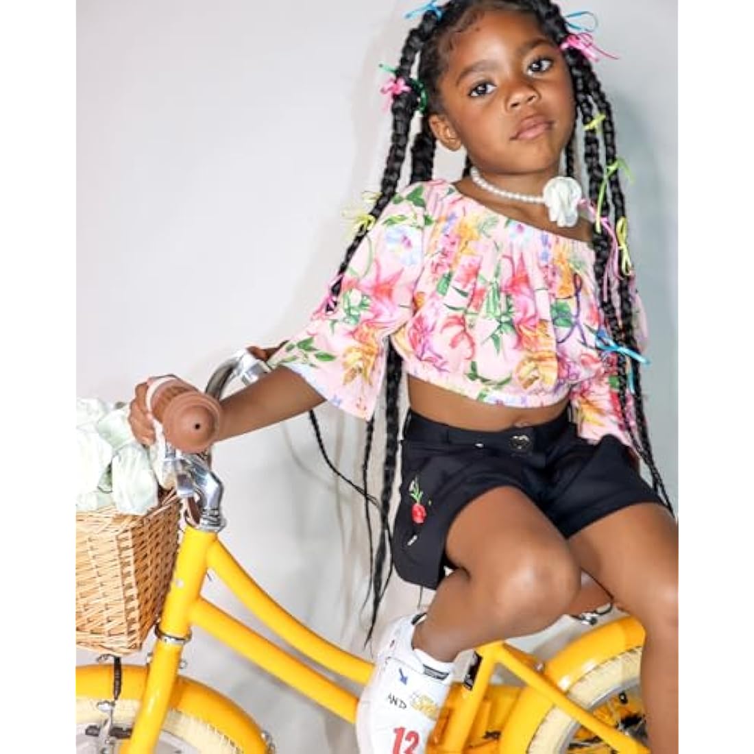 Glerc Little Molly 12 Inch Kids Retro Girls Bike for 2-13 Year Old with Wicker Basket & Stabilisers/Kickstand, Multiple Colors