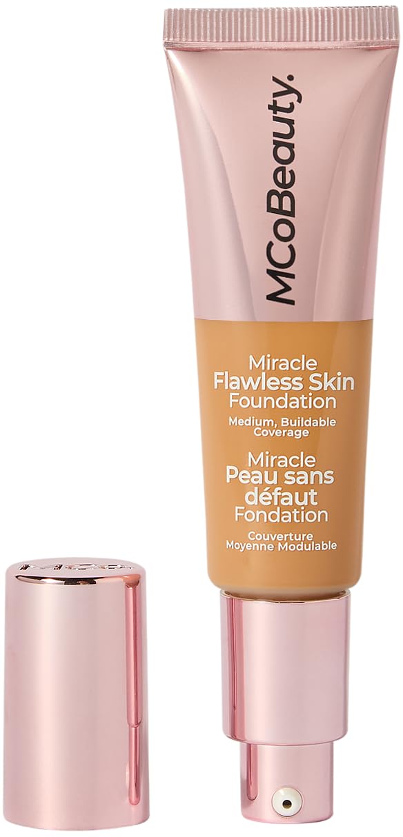 MCoBeauty - Miracle Flawless Skin Liquid Foundation - Medium Warm Shade - Buildable Dewy-Finish Formula with Hyaluronic Acid, Coconut Water and Rose