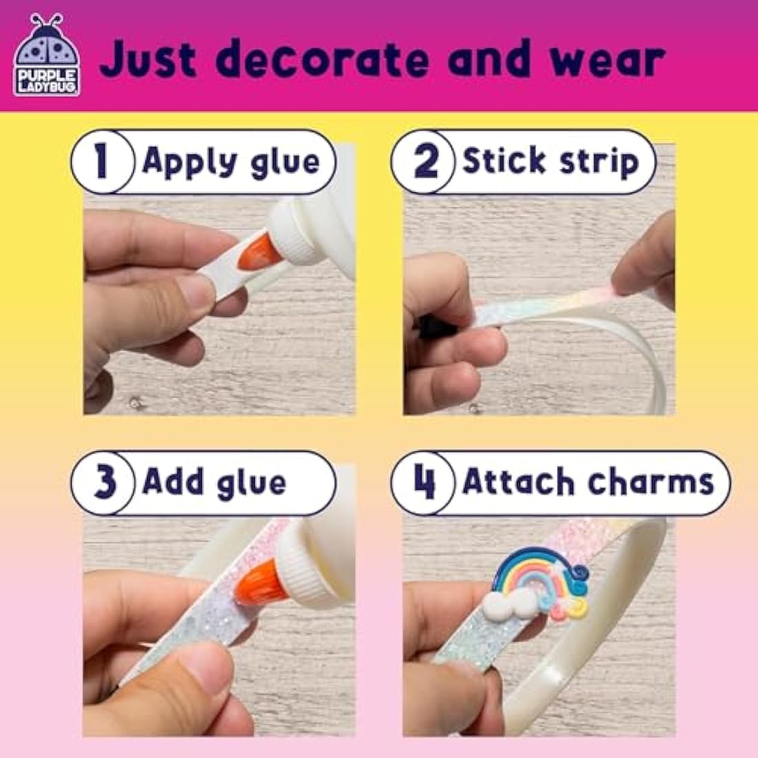 PURPLE LADYBUG Make Your Own Unicorn Headband - Unicorn Gifts for Girls Age 5-11, Arts and Craft Kits for Kids, Birthday Gifts for 5 6 7 8 9 10 11 Year Old Girls