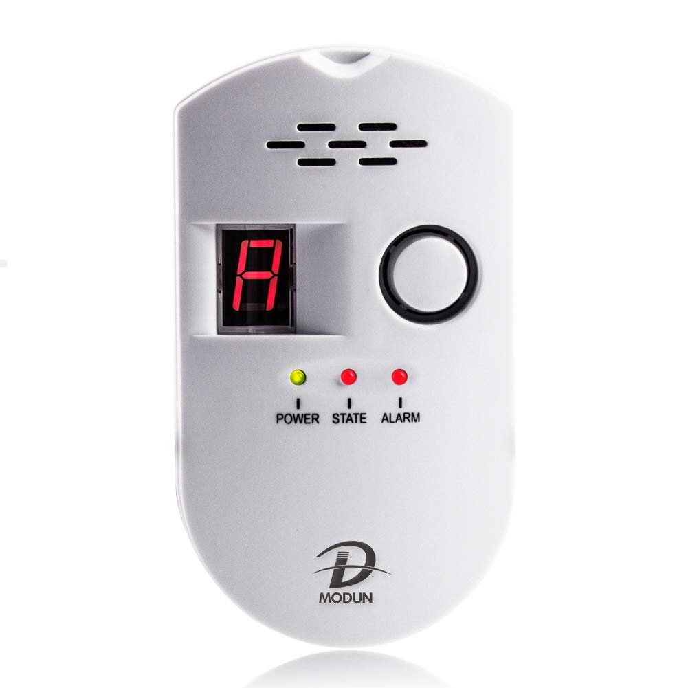 D MODUN Gas Alarm, LPG|Natural Gas|City Coal Gas Leak Detector, 3-Pin Gas Monitor with Sound Alarm and LED Digital Display, Methane Propane Butane