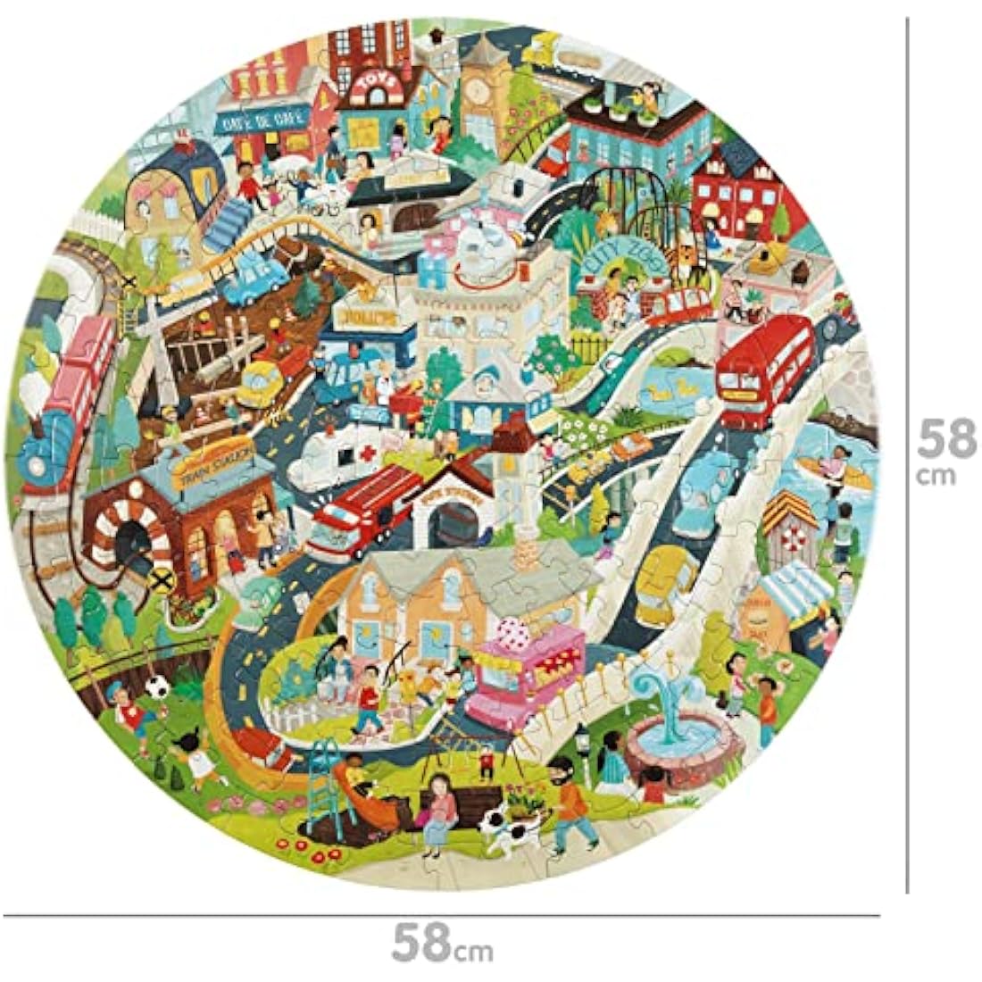 Boppi puzzles for 5+ year olds / 150 Piece Round Circle Jigsaw Puzzles for Kids Aged 5-8 Made with 100% Recycled Card – City Life
