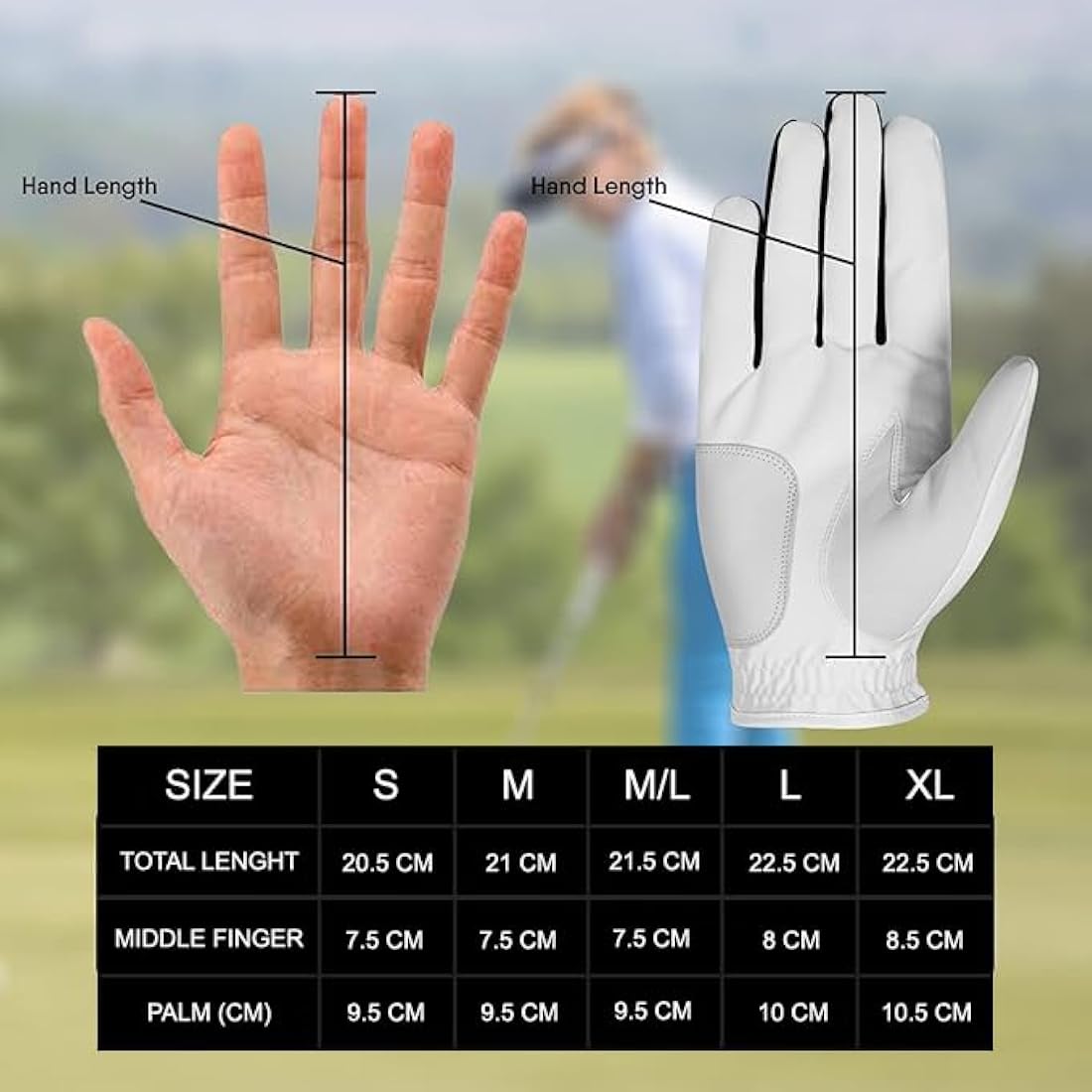 SAWANS Golf Glove Men's Durable Premium Leather Left Hand Right All Weather Grip Golfer Gloves Non Slip Flexible Golfing