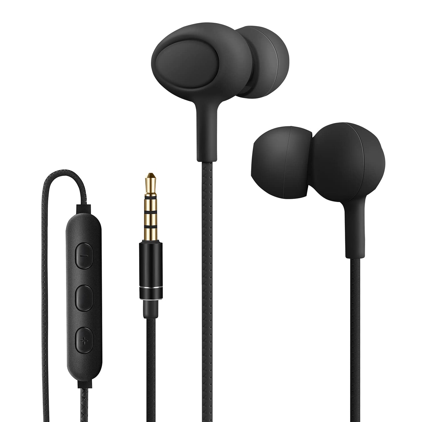 Yiwiso Sleep Headphones, Soft Earphones Wired for Sleeping, Sleep Earpbuds for Side Sleeping, In-Ear Headphones with Mic and Volume Control,