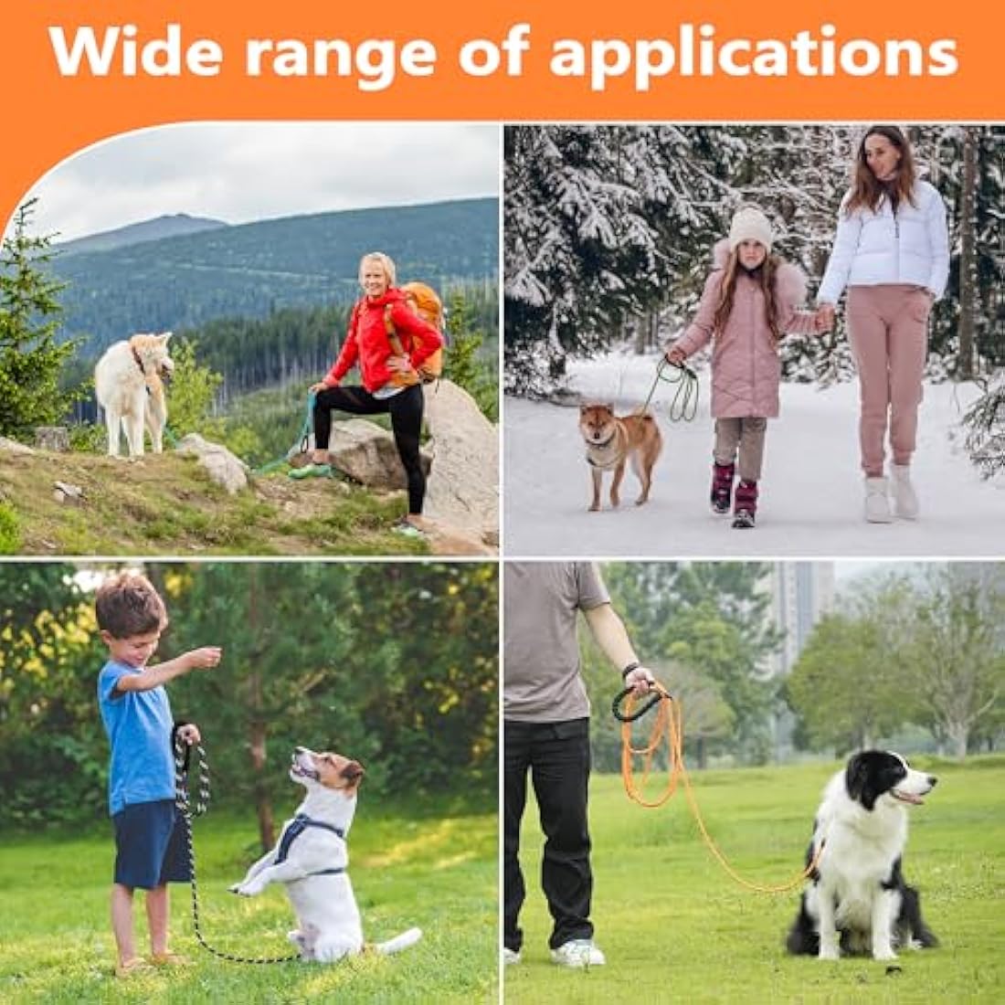 X XBEN Training Leads for Dogs, 3M 5M 10M 15M 20M 25M 30M Strong Rope Long line Dog Lead Leash with Soft Padded Handle and Heavy Duty Hook, Reflective Recall Training Leads for Large Medium Small Dog