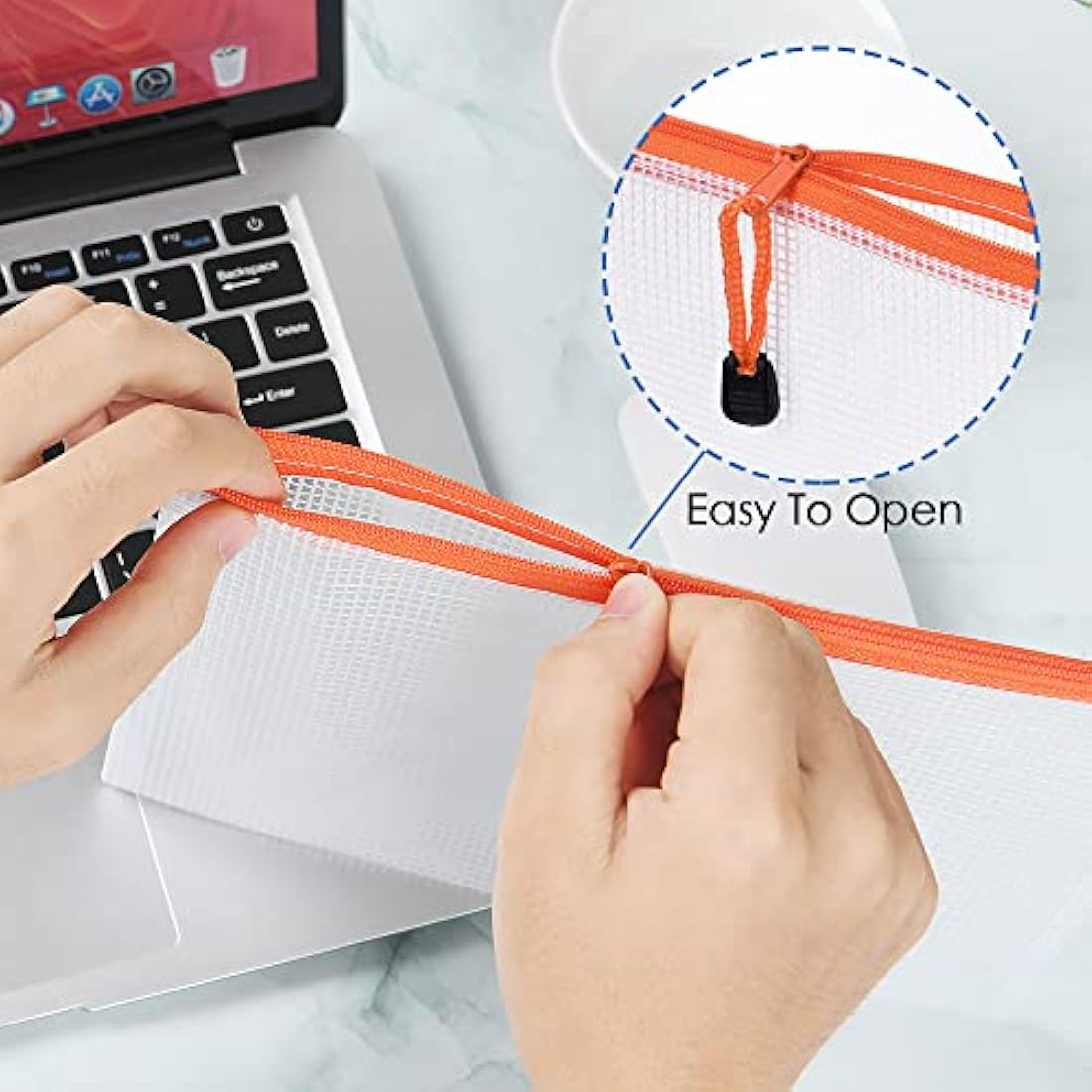 Vicloon Plastic Wallets A5, 10Pcs Zip Lock Bags Mesh Document Wallet Document Folders Plastic Pockets Zipper File Wallet for School Office Homework Storage Bags Travel