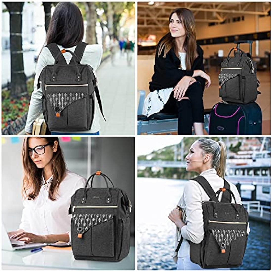 RJEU Backpack, School Backpack for Uni Leisure Job, Beautiful and Sophisticated Daypack with Laptop Compartment & Anti Theft Pocket, Waterproof Backpack Gifts for Mum Girl For Birthday, Hy58-black
