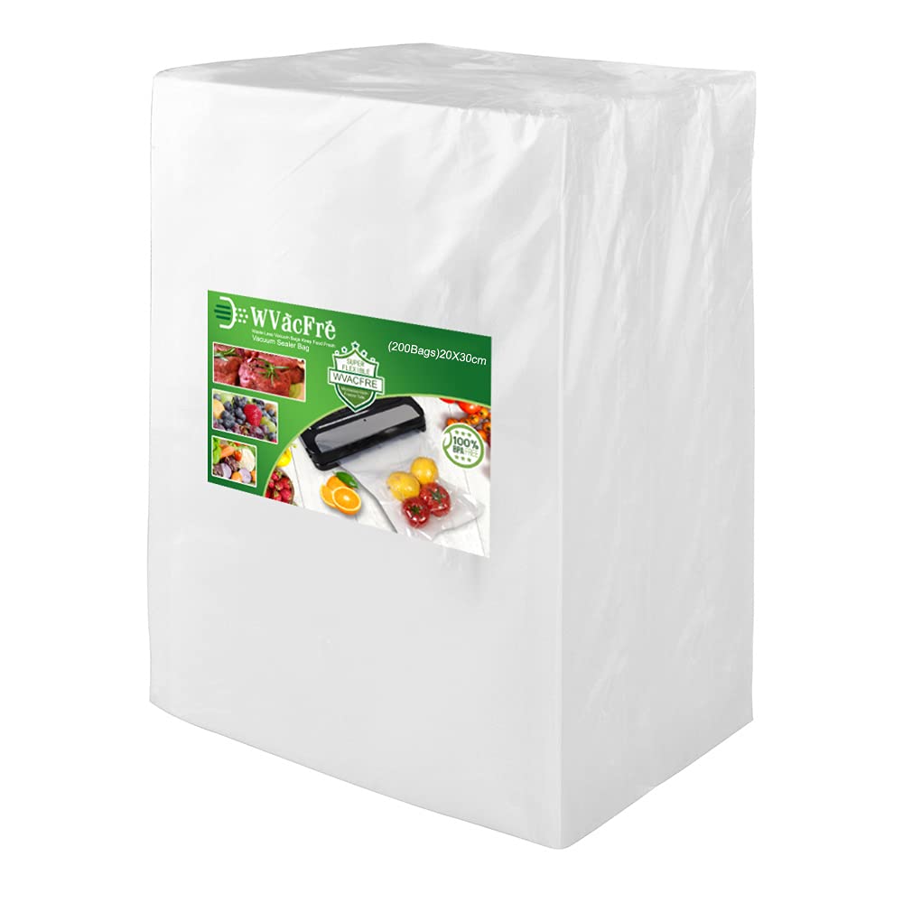 WVacFre 20x30cm(200Bags) Vacuum Sealer Bags Designed for Sous Vide Cooking and Food Storage,BPA Free Embossed Vacuum Food Sealer Bags and Compatible