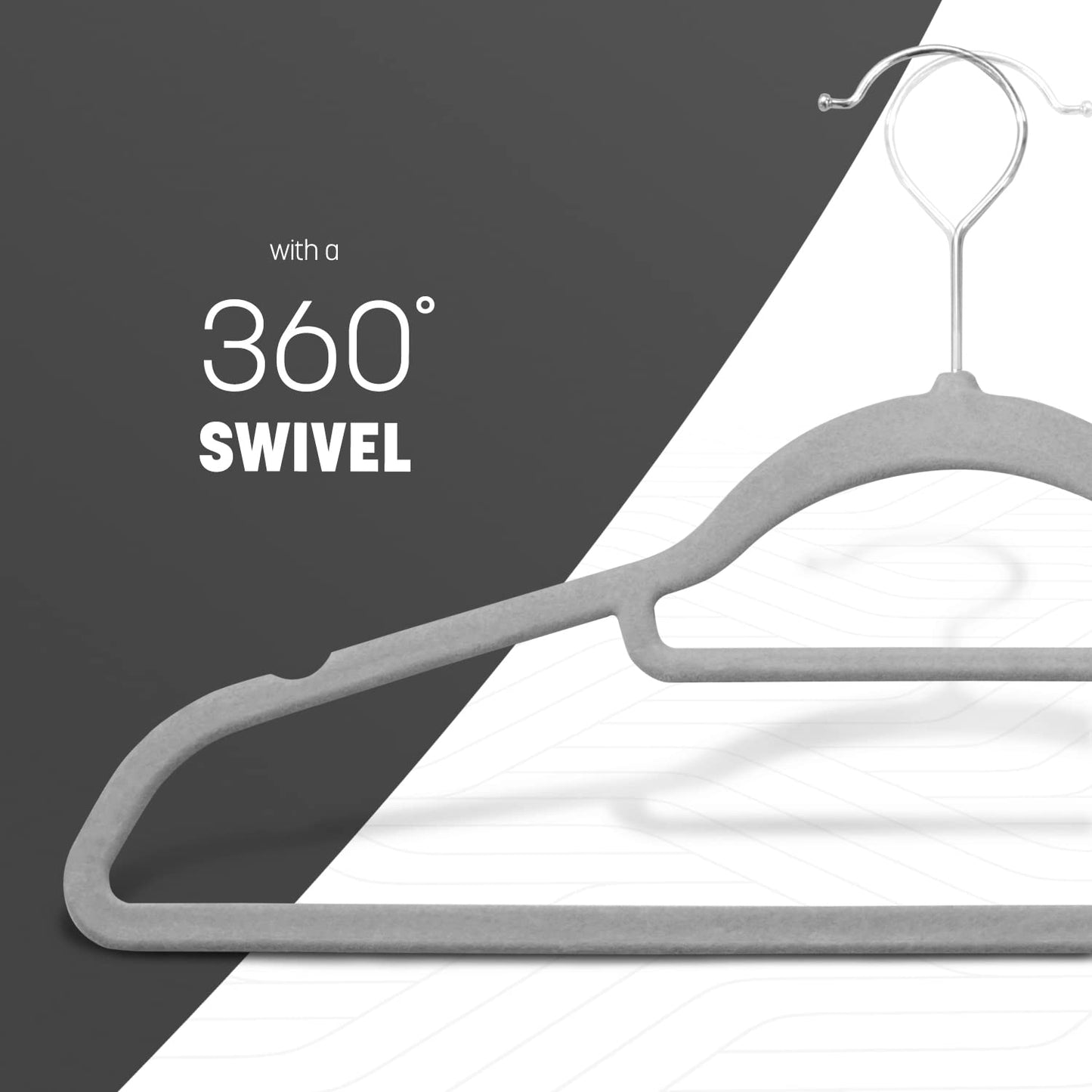KEPLIN Velvet Hangers 30 Pack - Non-Slip Clothes Hangers with Tie Bar & 360° Hook - Durable & Sturdy, Space-Saving Wardrobe Organisers for Suits