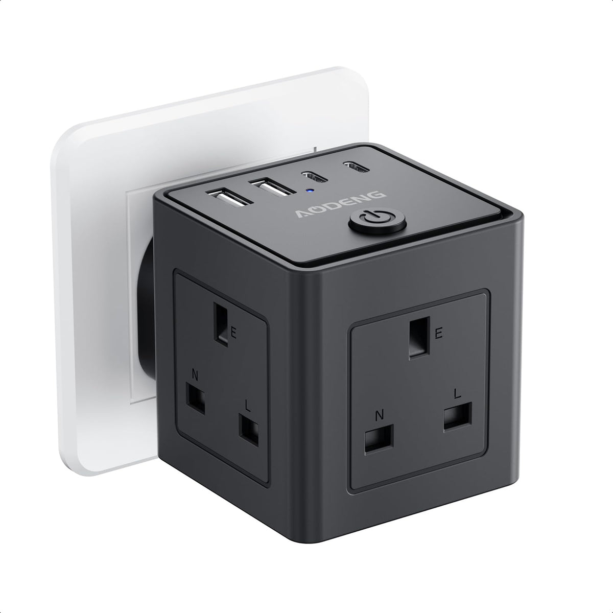 Plug Extension Socket with 4 USB, 3 Way (13A/3250W) Multi Plug Adapter UK, USB Wall Plug Charger, 3 Pin Plug Expander for Home, Office