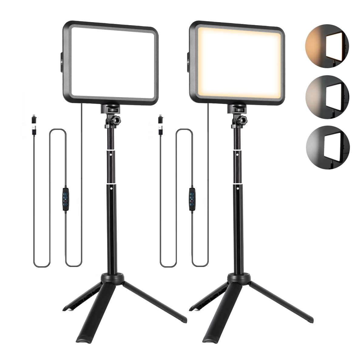 NiceVeedi Photography Lighting Kit, 2-Pack LED Desktop Video Light 2800K-6500K for Filming/Zoom/Game/Streaming/Video Conference/TikTok, 14 * 18cm