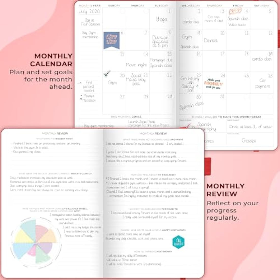 Clever Fox Planner Schedule – Undated Weekly & Monthly Life Planner with Time Slots, Appointment Book & Daily Organizer, A5 (Red)