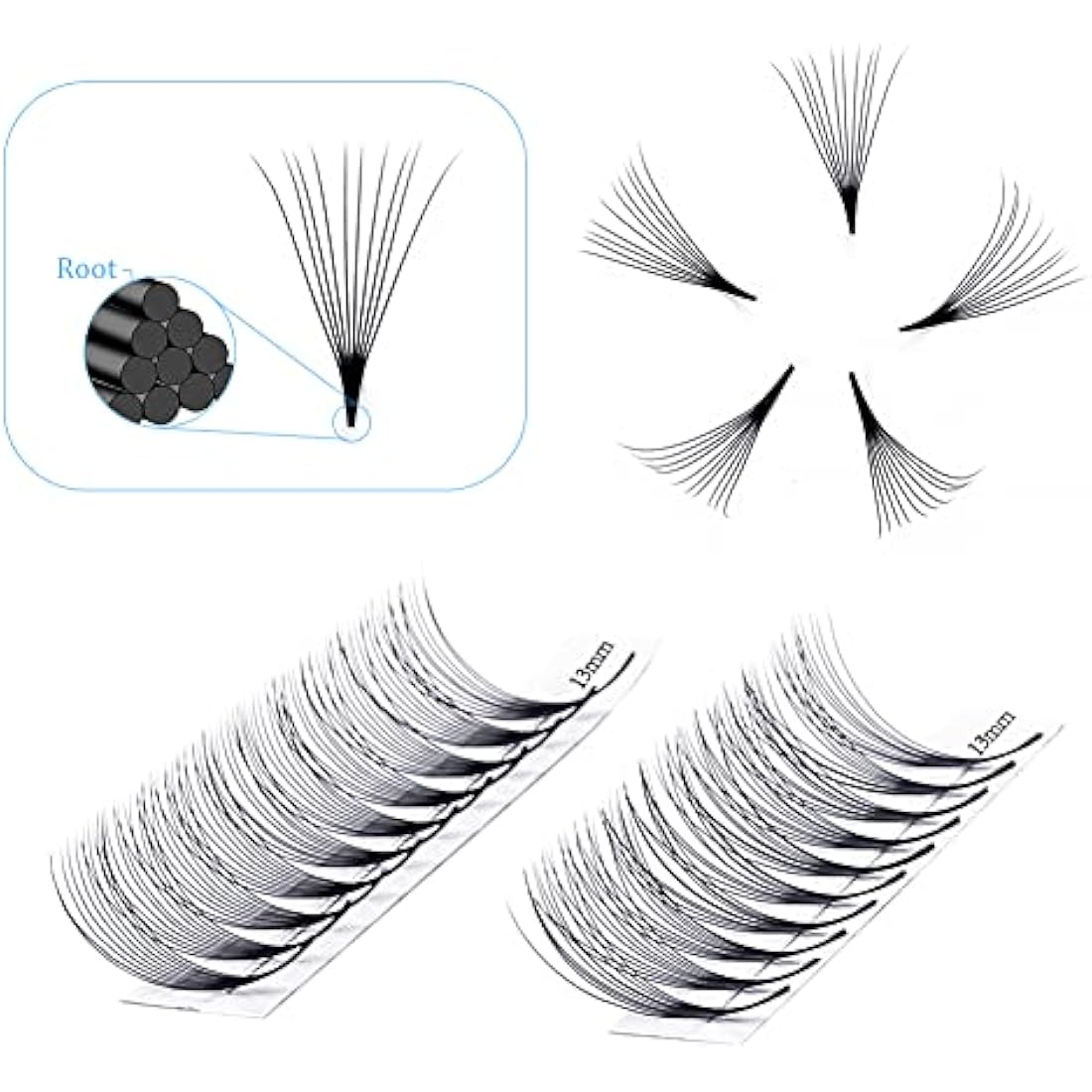 Pre Made Fan Eyelashes Extensions 10D Fans 0.07mm D Curl 8-14mm Mix Cluster Eyelash Extensions Premade Fans Volume Russian Lashes Fan Individual Lashes Gemerry Lash Extensions(0.07-10D-D curl-Mix)