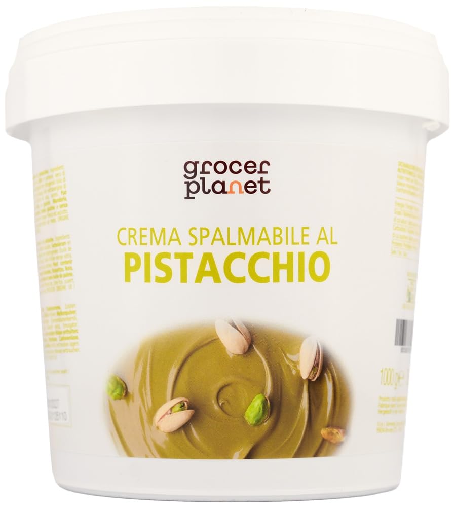 Grocer Planet - Sweet Pistachio Cream (1Kg) | With 45% Mediterranean Pistachios | Italian Food Gourmet | Suitable for Breakfasts & Desserts