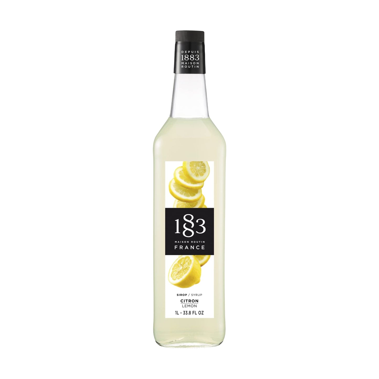 1883 Maison Routin Premium Lemon Syrup ? Zesty Flavoured Syrup for Cocktails, Lemonades, Iced Teas and Sodas ? Vegan-Friendly, No Preservatives ? 1L
