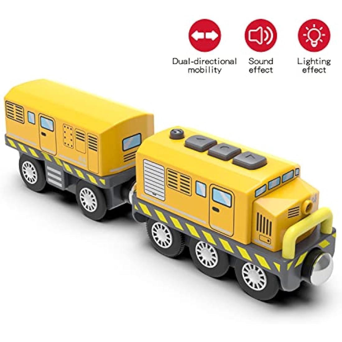 TOPLIVING Battery Operated Locomotive Train for Wooden Track, Motorized Train for Toddlers with Magnetic Connection, Compatible with Thomas, Brio, Chuggington, Melissa and Doug