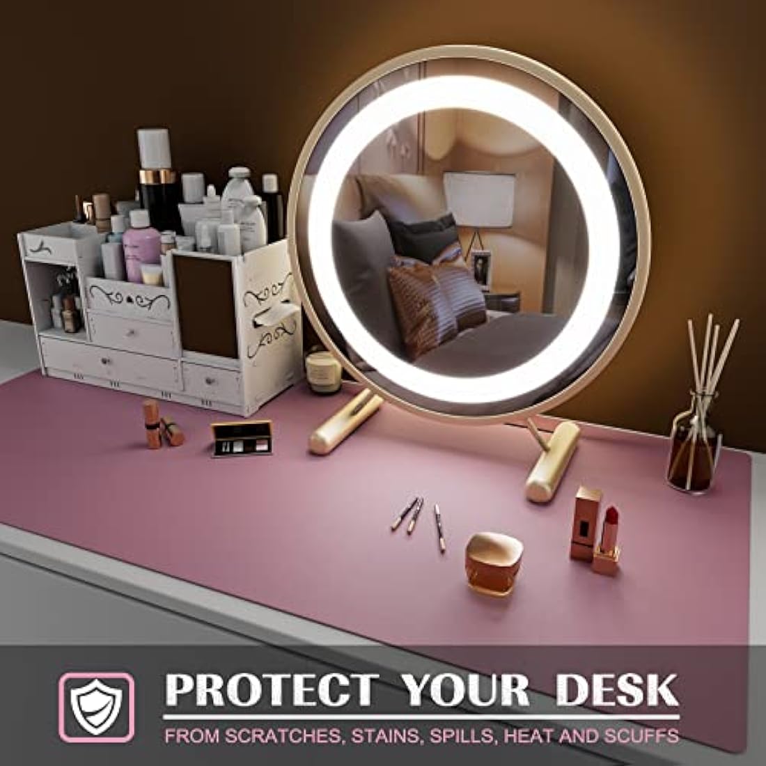 K KNODEL Large Office Leather Desk Mat, Mouse and Keyboard Pad, Computer and Laptop Mat, Desktop Protector and Cover, Writing Pad and Blotter (90x43cm, Purple)
