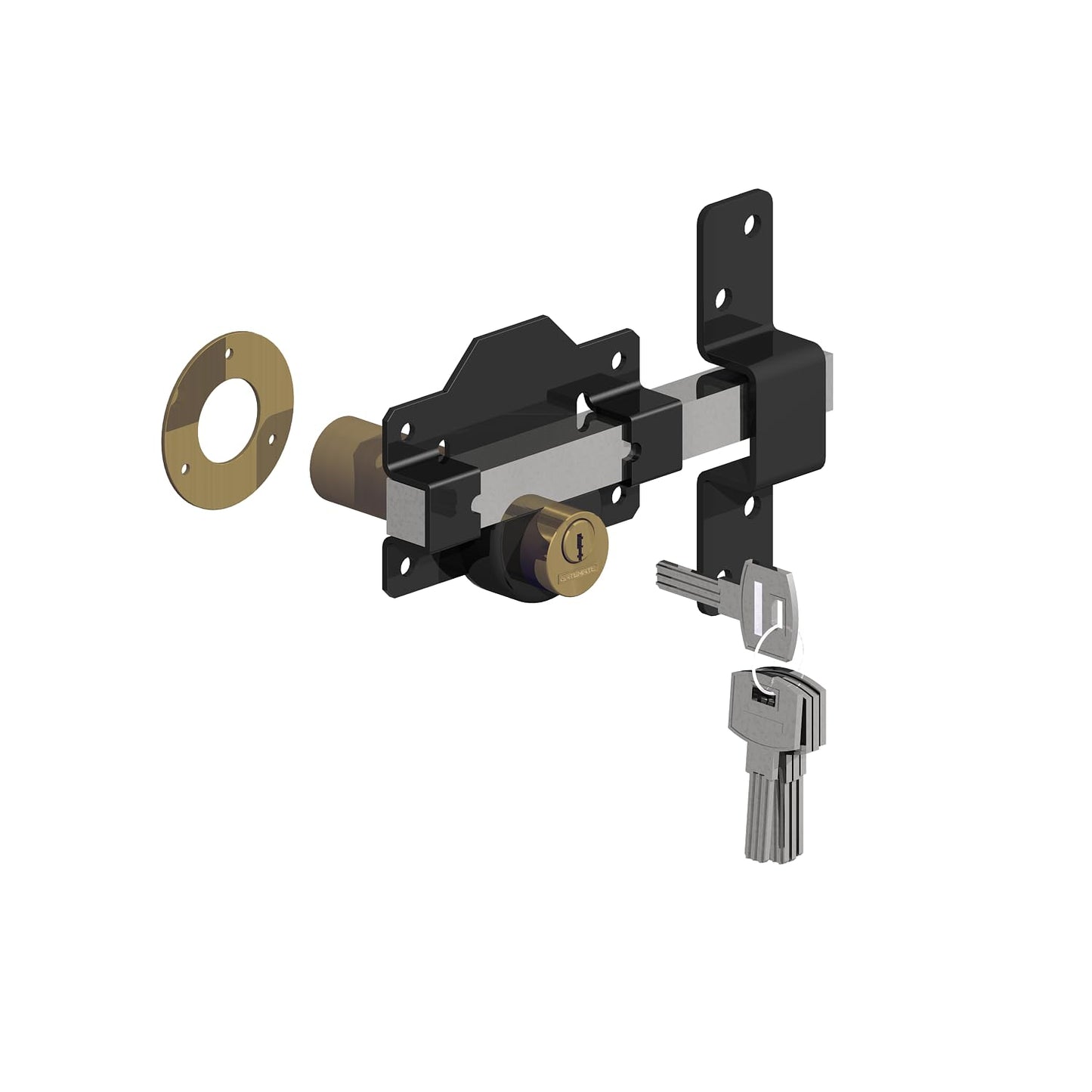 GATEMATE? Premium Long Throw Lock - Double Locking, Stainless Steel/Black, 2" (50mm)