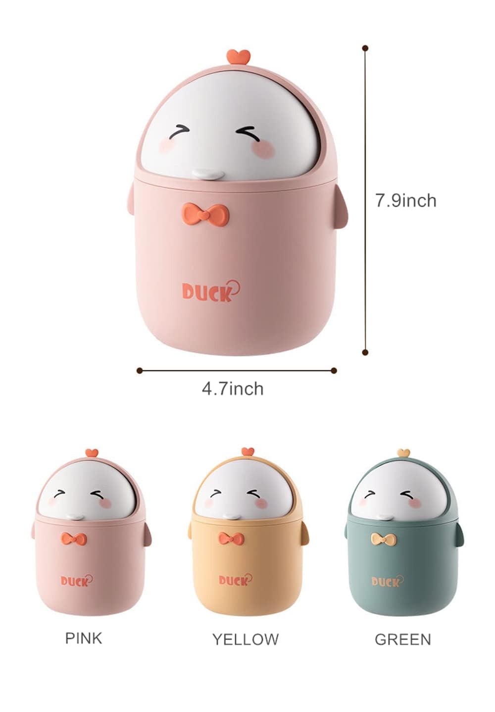 TOGHPUW Desk Bin, Mini Trash, Cute Small Waste Bin, Deskbin with Lid, Suitable For Office, Bedroom, Children'S Room (pink)