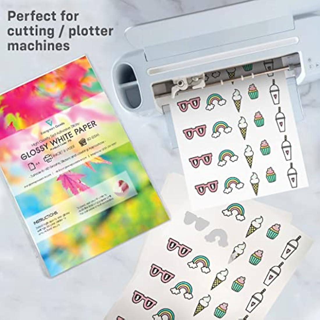 Evergreen Goods 500 Sheets A4 White Glossy Self Adhesive Sticky Back Label Printable Sticker Paper | Inkjet & Laser Printing
