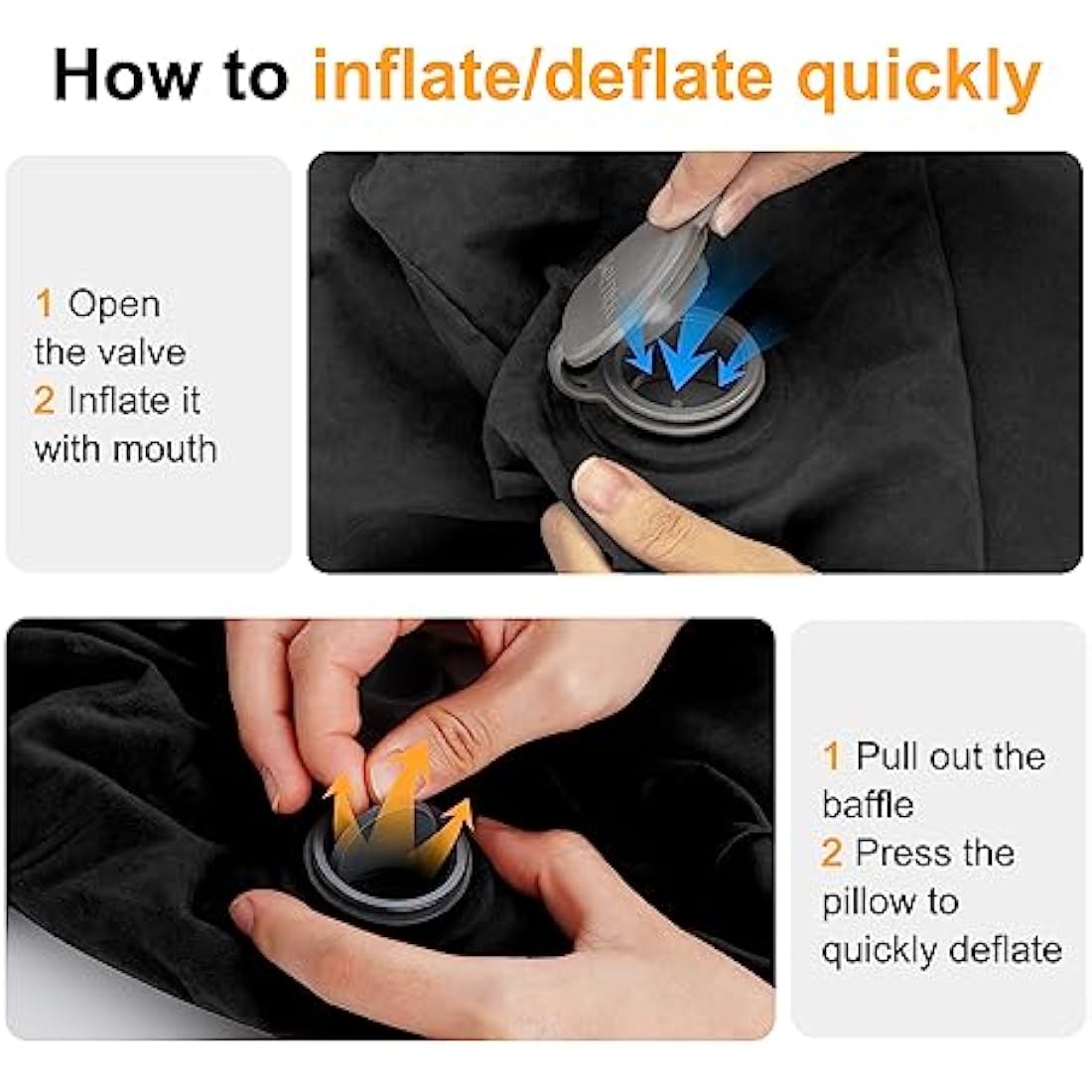 Maliton Airplane Footrest, Inflatable Foot Rest for Kids, Adjustable Height Travel Pillow On Airplanes, Cars, Travel, Office, Toddler Airplane Travel Essentials (Black, 2 Pack)