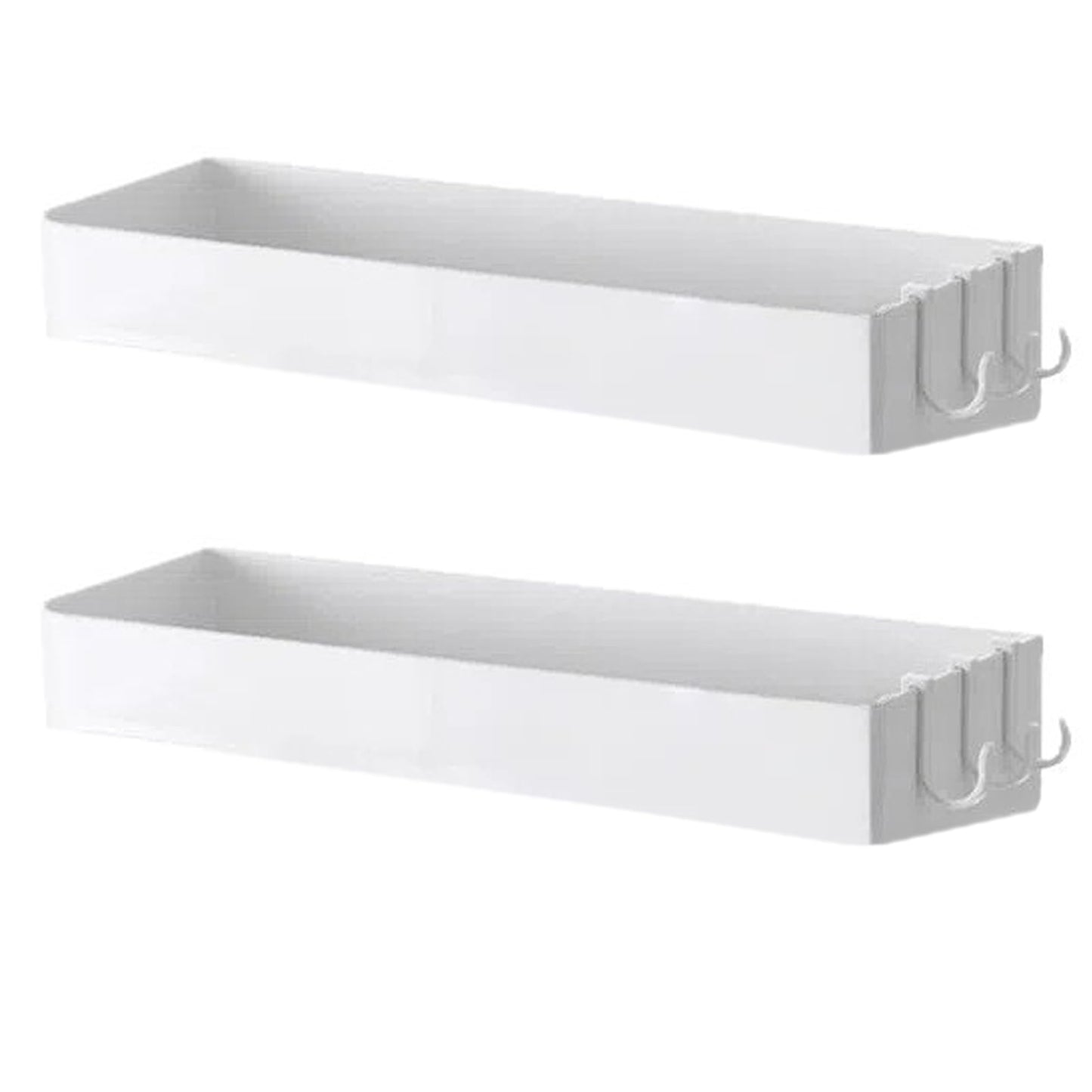 Rieoany 2-Pack No Drill Adhesive Shower Shelf, Shower Tray Wall Mount Bathroom Rack, 15.7x4.3x2.4 Inch, Maximum Load 5 kg, White, Suitable for