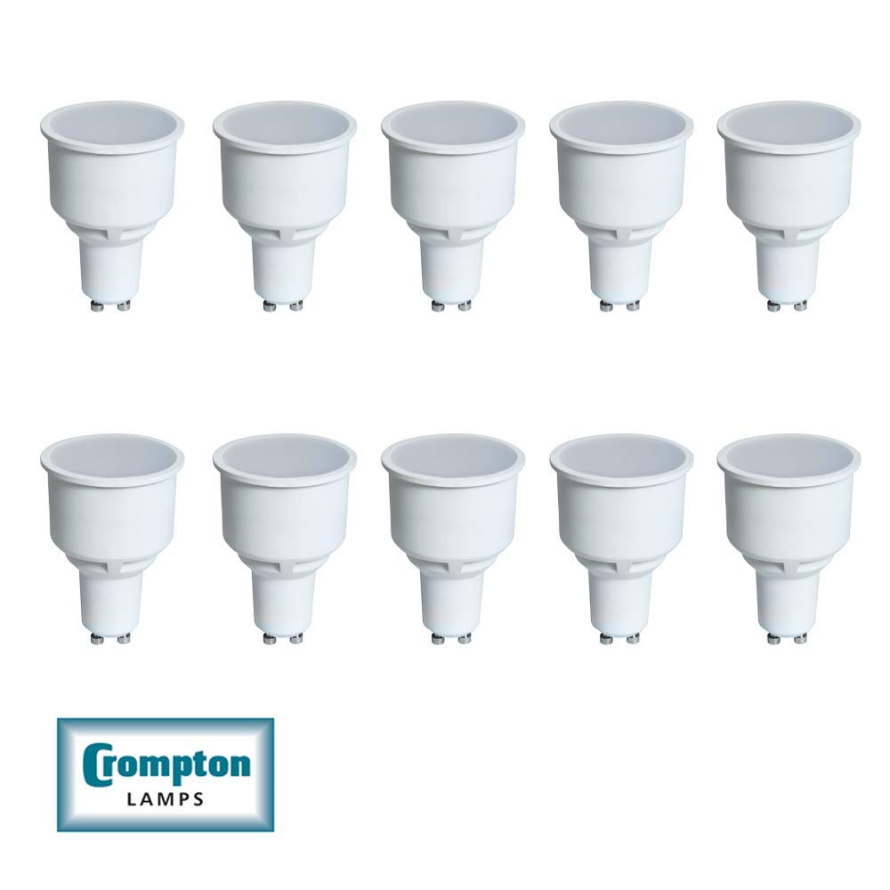 Pack of 10 x Crompton LED Long Neck Reflector Light Bulbs GU10 4.9 Watt 2700K Warm White