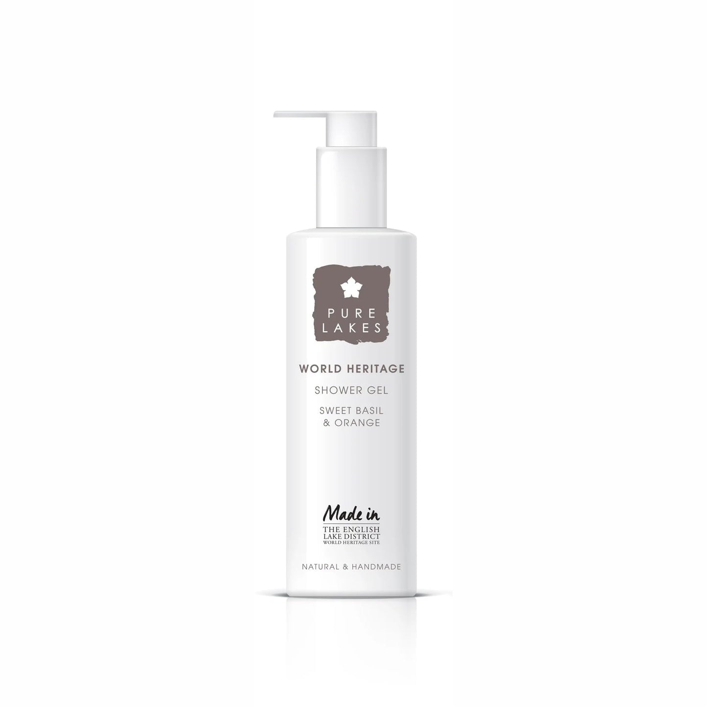 Pure Lakes Sweet Basil & Orange Shower Gel - Pump | Organic Shower Gel with Sweet Basil & Orange Essential Oils | Vegan Shower Gel Made with Organic