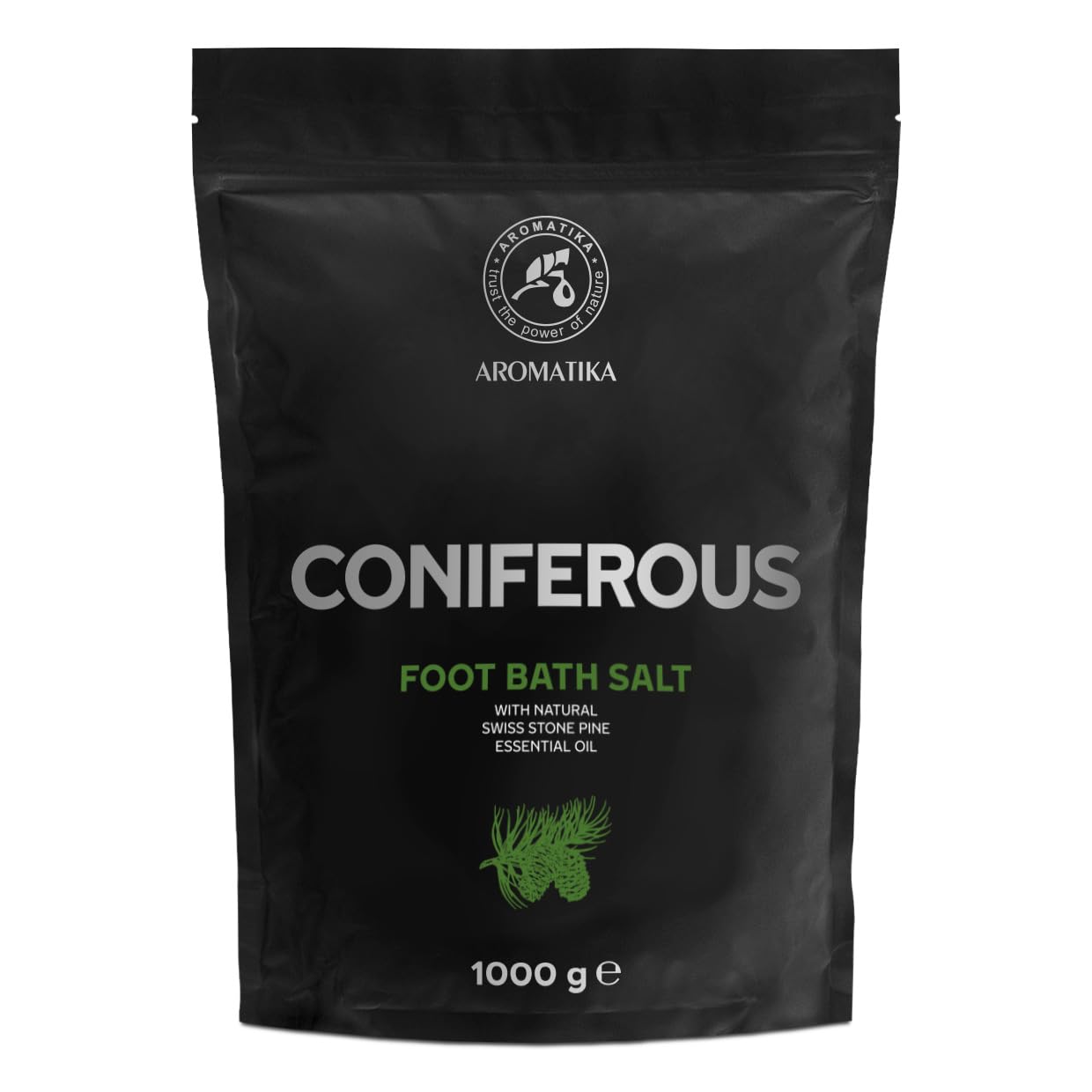 Foot Bath Salt Coniferous 1000g - Pedicure Foot Bath Salt - Foot Bath Additive with Natural Sea Salt - Swiss Stone Pine Essential Oil - Foot Care for