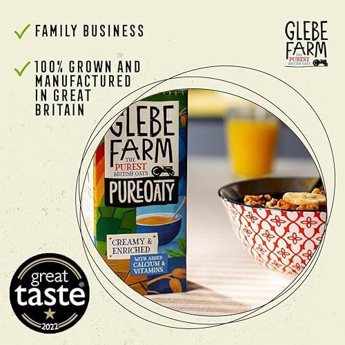Glebe Farm PureOaty Creamy & Enriched - Barista Style Gluten Free Dairy Free & Vegan Coffee Creamer, High Protein with Calcium & Vitamin B12, 6 x 1 Litre