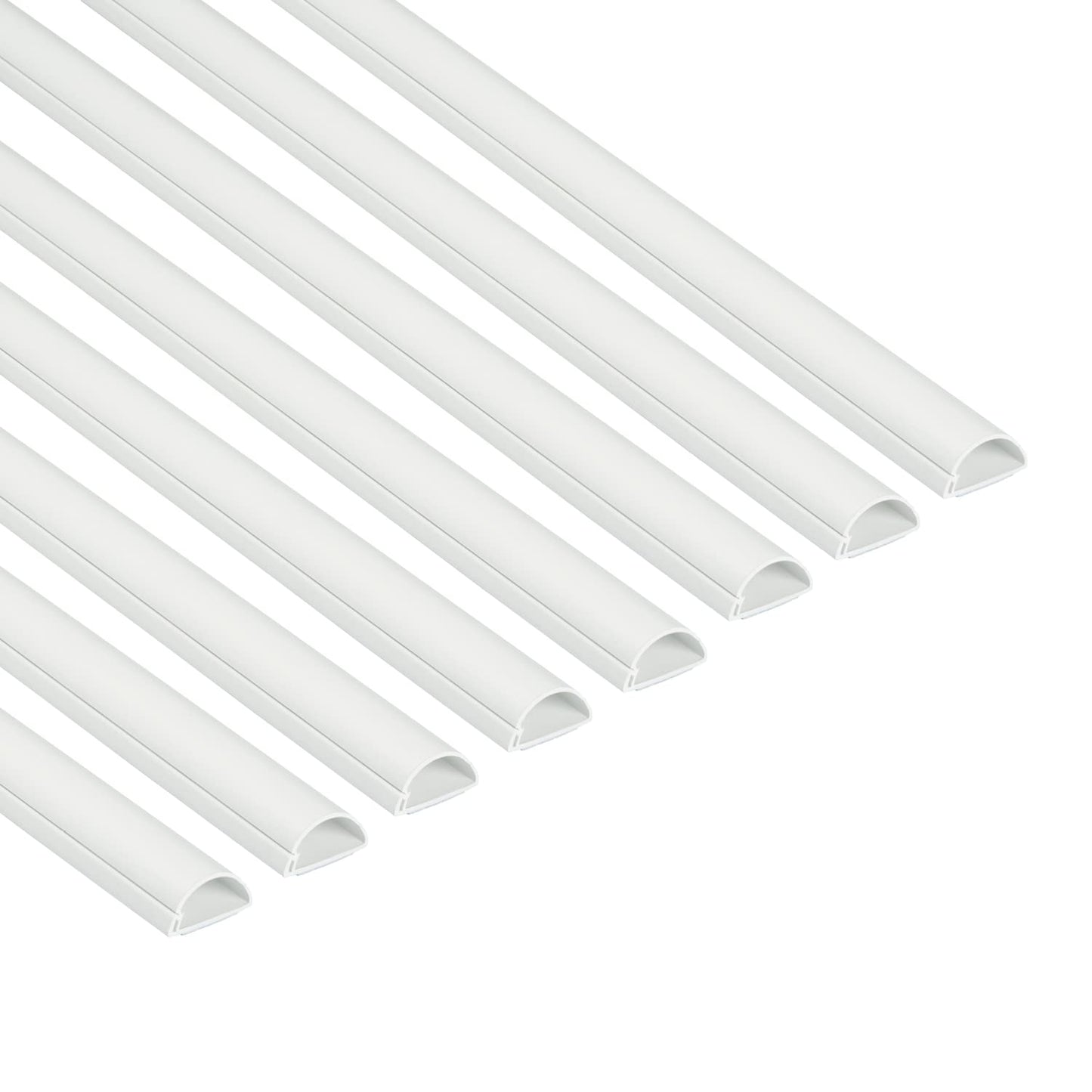 D-Line Mini Cable Trunking 8-Pack, Half Round Cable Cover, Paintable, Self-Adhesive Wire Cover, Hide TV Wires, Cable Management - 8x 30mm (W) x 15mm
