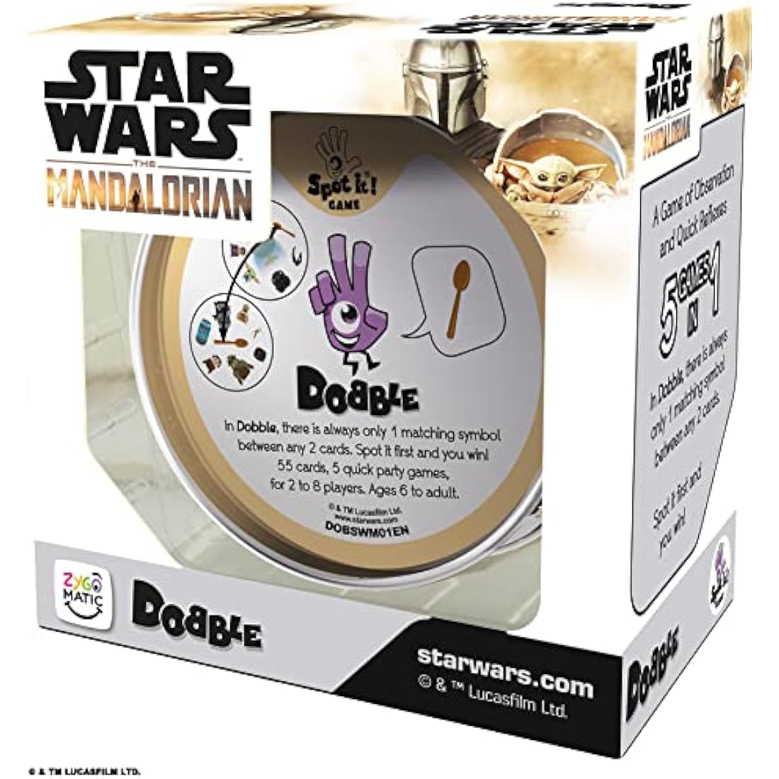 Asmodee | Dobble Star Wars Mandalorian | Card Game | Ages 6+ | 2-8 Players | 15 Minutes Playing Time