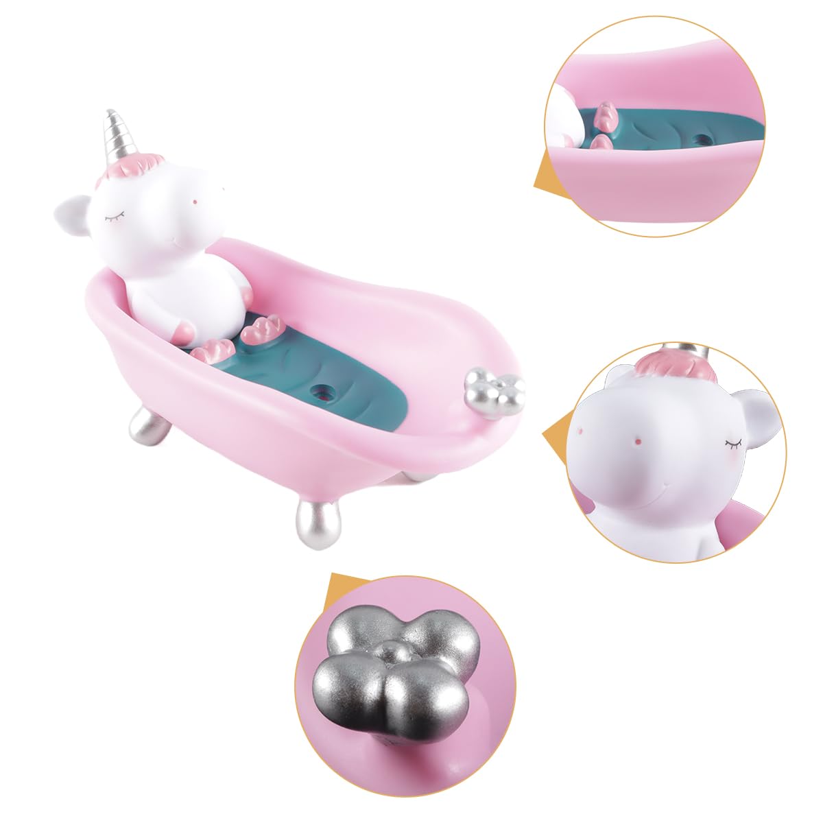 zalati Lovely Plastic Soap Dish, Cartoon Dish Unicorn Bathtub Soap Box with Drainage for Bathroom Bathtub, Kitchen Sink (Pink)