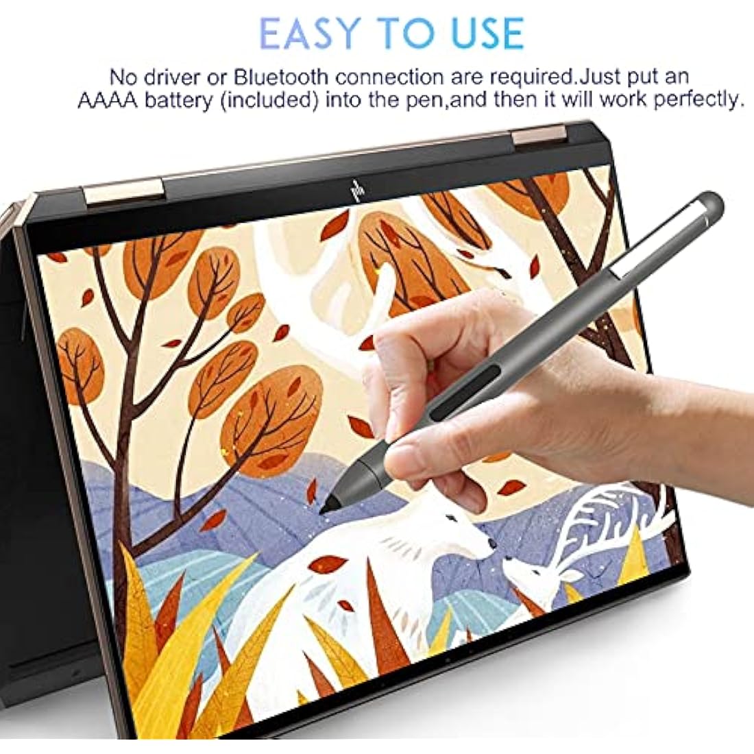 Stylus Pen for HP Envy x360 15-bp0, X2 12-e0xx,X2 12g0xx; HP Spectre x360 13-ae013dX, Pavilion x360 11m-ad0 14M, 2 interchangeable tip Check Compatible List Before Purchase