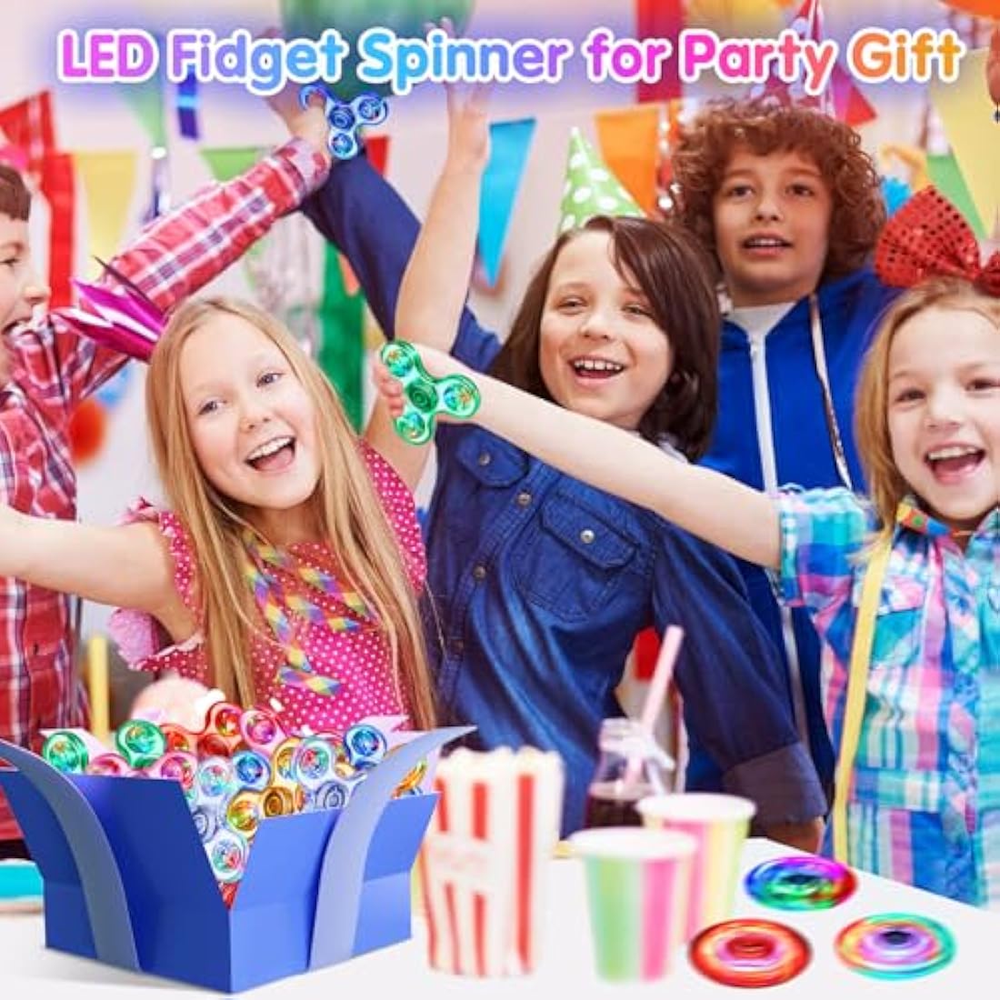 Gigilli Fidget Spinners 16 Pack, Party Favors Led Light Up Fidget Spinners for Kids, Goodie Bag Stuffers Fidget Spinner Glow in The Dark Party Supplies, Birthday Classroom Prizes