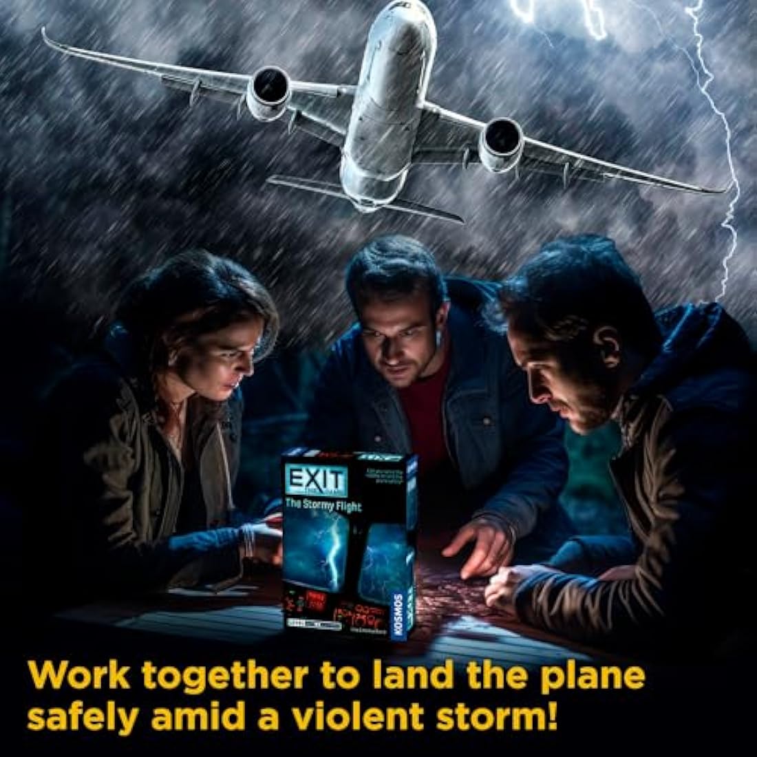 Thames & Kosmos EXIT: The Stormy Flight, Escape Room Card Game, Family Games for Game Night, Party Games for Adults and Kids, For 1 to 4 Players, Ages 10+