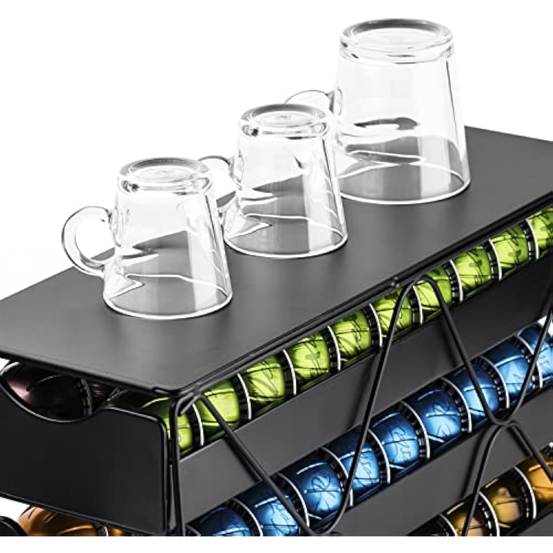 Bagoo Coffee Pods Holder for Nespresso Vertuoline Drawer Multi Tier for Vertuo Capsules Storage (3 Tier)