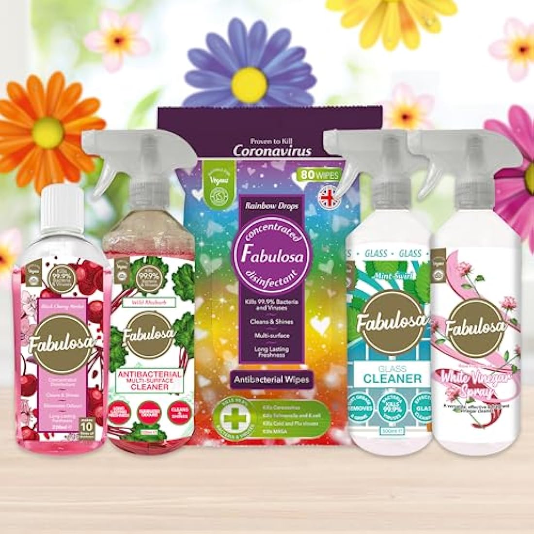 Fabulosa 4 in 1 Concentrated Antibacterial Disinfectant All Purpose Cleaner, 220ml, 12 pack, Bliss Baby Powder