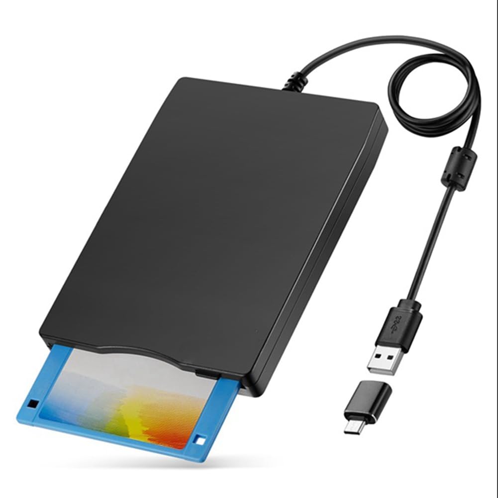 BOFRHME Floppy Disk Reader 3.5 Inch External USB Type A&C Floppy Disk Drive Floppy Disc Reader for Laptop