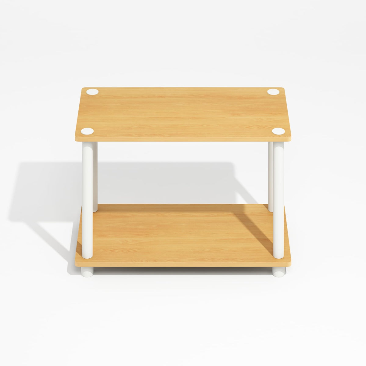 Furinno TURN-N-TUBE Side Table, 2-Tier Wide End Table with Open Shelf, Toolless Assembly Night Stand, Bedside Table, for Living Room, Bedroom