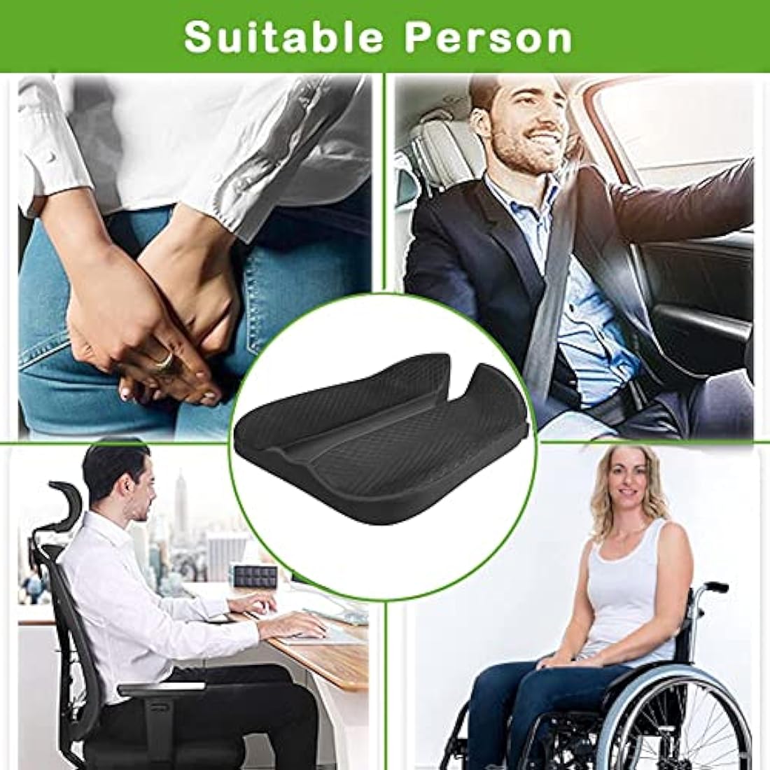 Seat Cushion for Car and Truck Driver Seat Office Chair Wheelchairs Orthopedic Ergonomic Memory Foam Coccyx Seat Sciatica Cushion for Tailbone Sciatica Relief Hemorrhoid Car Seat Pad