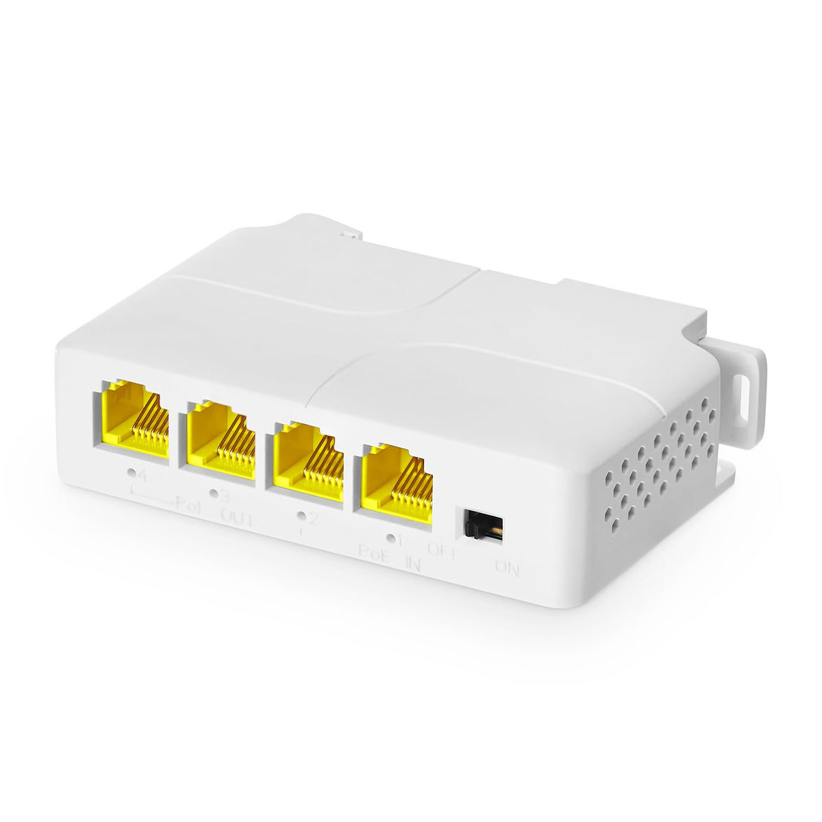 Binardat 4 Port Gigabit PoE Extender, 1 PoE in 3 PoE Out, IEEE802.3af/at PoE Powered Passthrough Switch, 10/100/1000Mbps Ethernet, DIN Rail & Wall