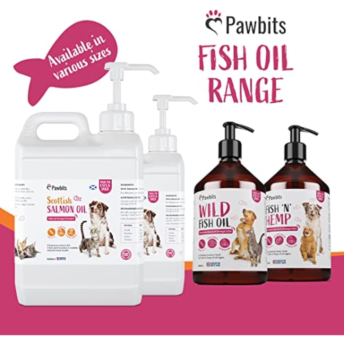 Pawbits 5 Litre Scottish Salmon Oil For Cats,Dogs & Pets - Natural Omega 3+6+9, Healthy Coat & Immune System UK Made Suitable For Horses and Ferrets.