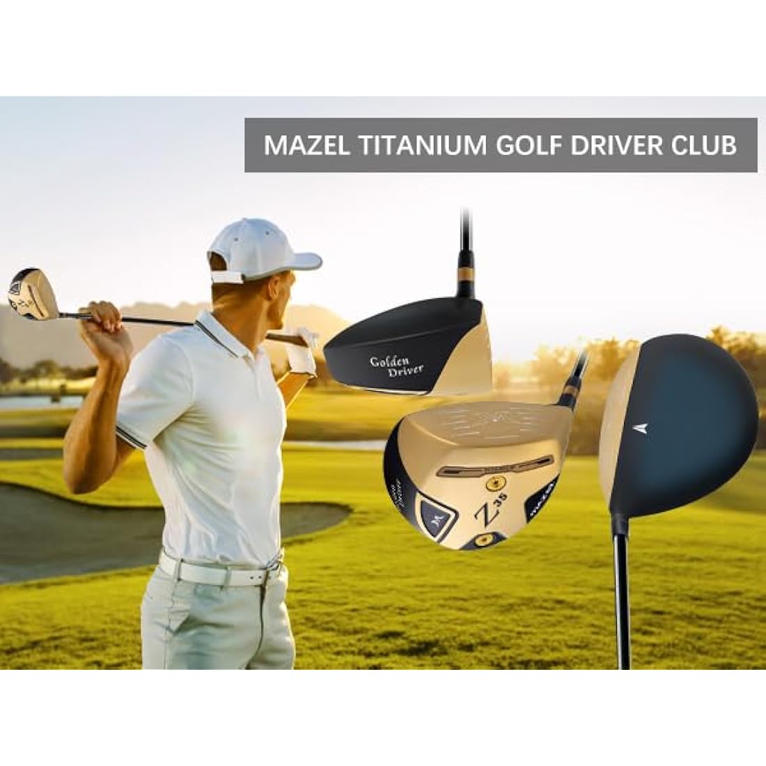 MAZEL Titanium Golf Driver for Men 460CC Right Handed, Premium Cup Face Design Maximize Ball Distance