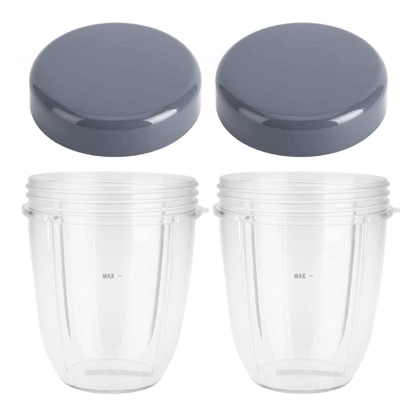 Dreld 2 Pack 18oz Cup with Flat Lid Replacement Parts Compatible with Nutribullet 600W 900W Blender Juicer (18oz)
